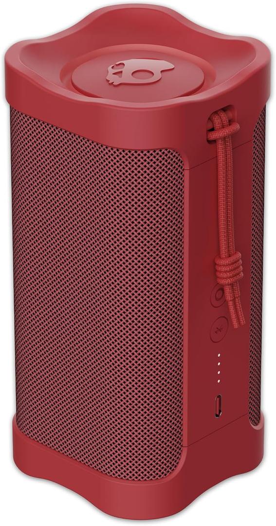 Skullcandy Wireless Bluetooth Speaker - IPX7 Waterproof Portable Terrain Speaker with Dual Custom Passive Radiators, 14 Hour Battery, Nylon Wrist Wrap, & True Wireless Stereo (Red)