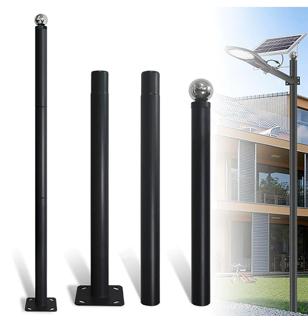 Outdoor Street Light Pole, Solar Split Lamp Post, Galvanized Steel Lights Poles with Mounting Accessory, for Street, Backyard, Park, Parking, Patio, Driveway Pathway(4M/13FT)