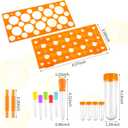 Weewooday 12 Pieces Jumbo Test Tubes with Stand Set, Primary Science Including 5 Jumbo Test Tubes, 6 Pieces Liquid Droppers Silicone and 1 Piece Storage Stand, Multi Color, Ages 6 and Above