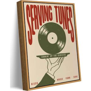 Floating Framed Vinyl Record Canvas Wall Art, Vintage Music Print, 16x24in