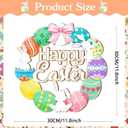 Easter Front Door Decoration Hanging Wreath with Bunny & Colorful Eggs, Spring Seasonal Wall Decor for Porch, Entryway, Indoor & Outdoor Home Decoration