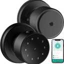 5-in-1 Smart Fingerprint Door Knob with Keypad, Bluetooth/APP Control, Keyless Entry Door Lock, Easy No-Drill Installation for Front Door, Bedroom, Office