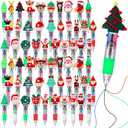 120 Pcs Multicolor Christmas Ballpoint Pen 4-Colors-in-1 Retractable Christmas Tree Santa Snowman Ballpoint Writing Pen for Holiday Xmas Stocking Fillers Gift Party Favors