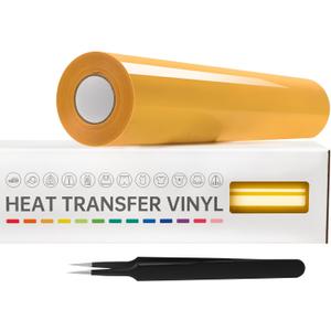 VinylRus Heat Transfer Vinyl-12 x 20ft Yellow Iron on Vinyl Roll for Shirts, HTV Vinyl for Silhouette Cameo, Easy to Cut & Weed