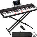 Digital Piano 88 Key Semi Weighted Keyboard, Piano Keyboard 88 Key for Beginners with Lighted Up Keys, Portable Electric Piano with Adjustable Stand,Carrying Case,Sustain Pedal,Headphone (Black)
