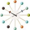 SHISEDECO Mid Century Quartz Wall Ball Clock Multicolor Large Size, Decorative Modern Silent Creative Fashion Hanging Decoration for Home, Kitchen, Living Room, Office, Bedroom etc.