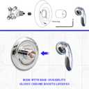 Shower Faucet Handle Compatible with Kohler Coralais 1046987, with 5 Pcs Insert Compatible with Kohler 1060514,Chrome