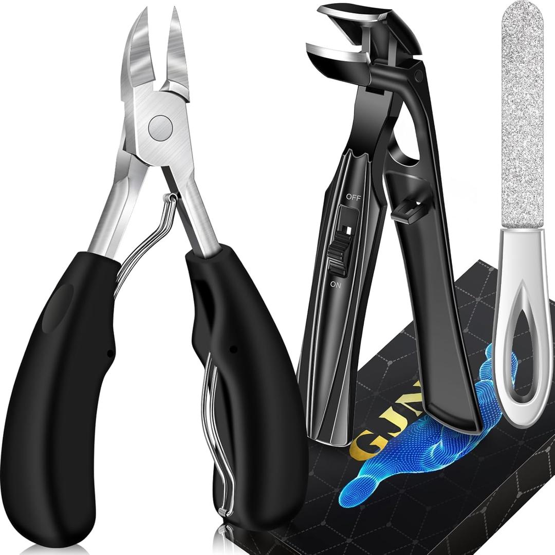 Toenail Clippers for Thick Toenails, Gifts for Him Men, Angled Head Nail Clippers for Seniors with Catcher, Wide Jaw Sharp Blade Heavy Duty Clipper Nail Cutter