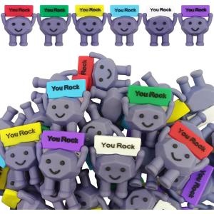 48 PCS Mini Rubber You Rock Positive Figures Toys for Easter Basket Stuffers Egg Fillers Encouragement Gifts Party Favors