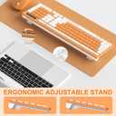 Wireless Keyboard and Mouse Combo, Reccazr 2.4G Full-Sized Keyboard and Mouse Cordless, 3 DPI Adjustable Mouse, Dual-System Keyboard for Computer/Laptop/Windows/Mac (Orange-A)