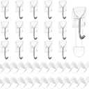 Ainiv Wire Toggle Hook, 16 Small Clear Hanging Hooks with 24 Adhesive Strips, Damage-Free Utility Sticky Hooks, No Tools Wall Hangers Heavy Duty for Bathroom Kitchen Office Organizers