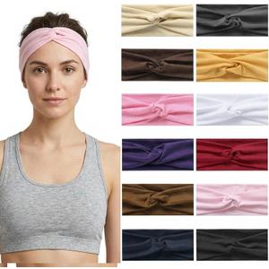 12 Pcs Stretchy Sport Headbands for Women,Absorbed Sport Headband Soft Twist Knotted Headbands for Yoga, Workout Daily Life