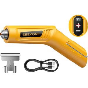 SEEKONE Mini Cordless Heat Gun with 4-Temp Settings (Up to 752F) and Memory Function, USB Rechargeable Hot Air Gun, Fast Heating with Reflector Nozzle for Crafting, Resin Heating and Shrink Wrapping