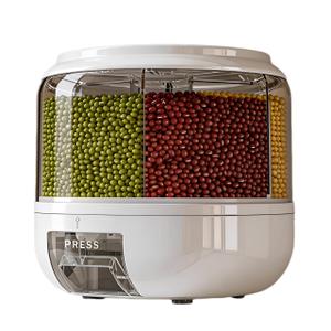 Gagee Rotating Grain Storage Container, 6 Grids 360° Rotating, Rice Dispenser, Proof Food Storage Organizer, For Grains, Beans, Peanut, Barley, Rice, Rotating White