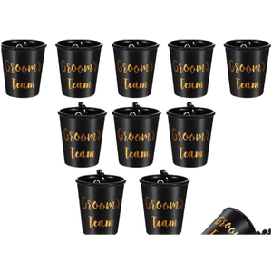 12PCS Shot Black Glass Necklace, Bachelorette Shot Glass Necklaces with Plastic Beaded Shots Glasses with Gold Foil Chain for Wedding Bachelorette Party, Bridal Shower, Bachelor Party Decorations