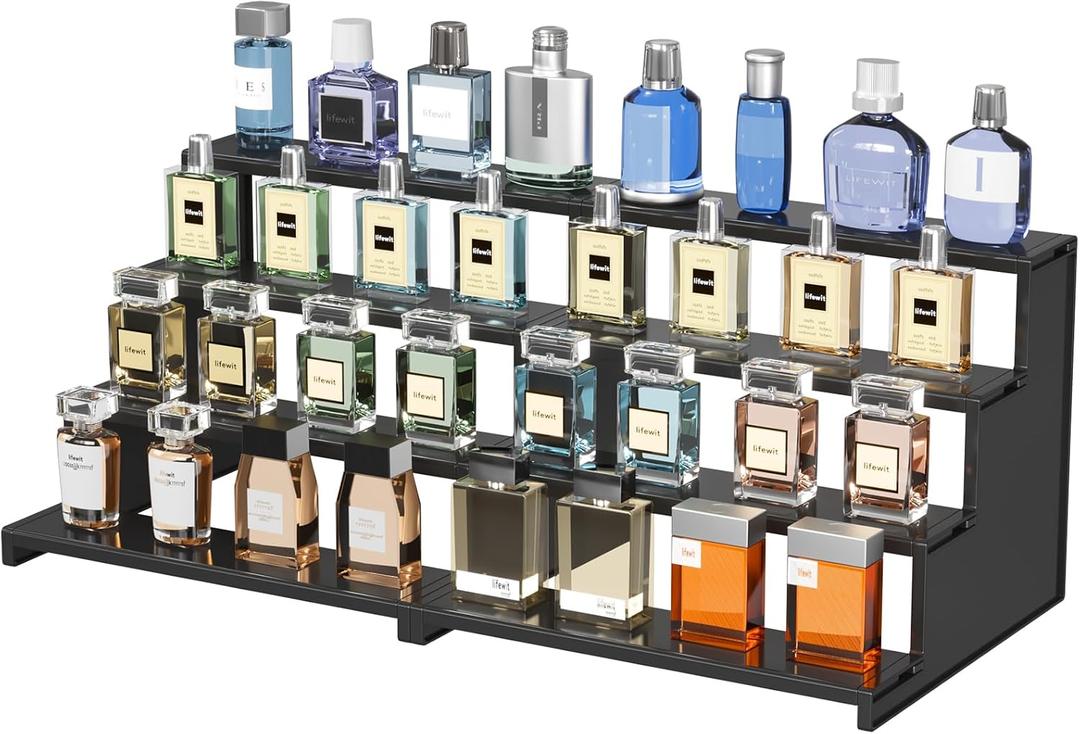 Lifewit Perfume Organizer, Bedroom Decor, Cologne Cupcake Stand, Tool-Free Assembly, Makeup Display Shelf for Vanity Bathroom Counter Storage, Black, 30 cm/12", 2 Pcs