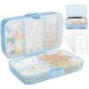 FYY Weekly Pill Organizer with Labels,8 Compartments Travel Daily Pill Case Airtight Moistureproof Large Pill Box to Hold Vitamins, Fish Oil, Supplements,Cotton Swab and Bandages-Blue