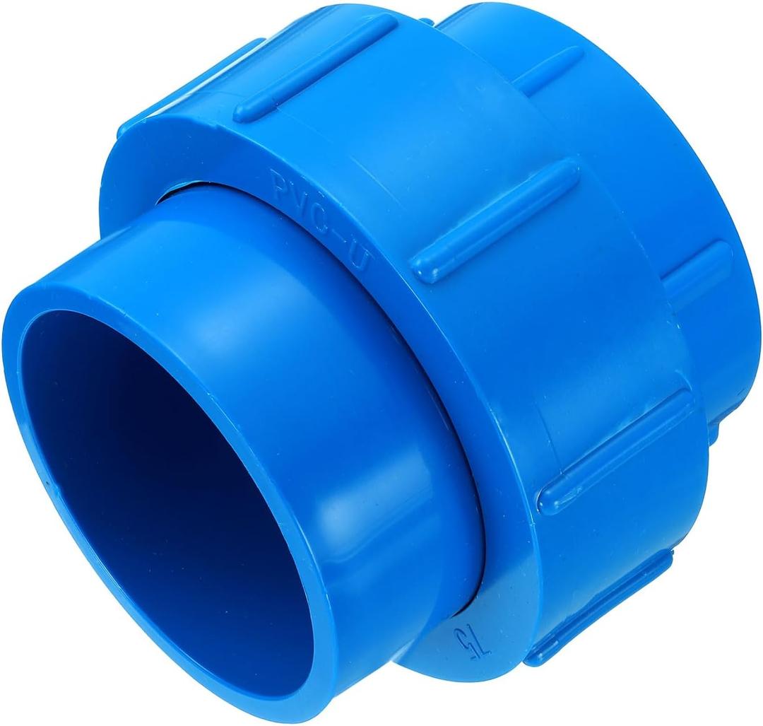 uxcell 2.5" Union PVC Coupling Pipe Fitting (Socket x Socket) PVC Slip Union Coupling Adapter Schedule 40, EPDM O-Ring, Blue