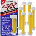 Fly Stick Sticky Fly Traps for Indoors Outdoor 6pk. Non-Toxic Super Sticky Hanging Flies Catcher Paper Tape Strips for Home. Catches All Bugs and gnats. Indoor Outdoor House Flying Insect Trap.