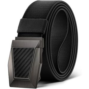 BULLIANT Men Tractical Belt,Stretch Western Rigger Web Belt For Cowboy Military Heavy Duty Hiking Hunting 1.5"-Cut For Fit (32"-36"Waist Adjustable, Black2972)