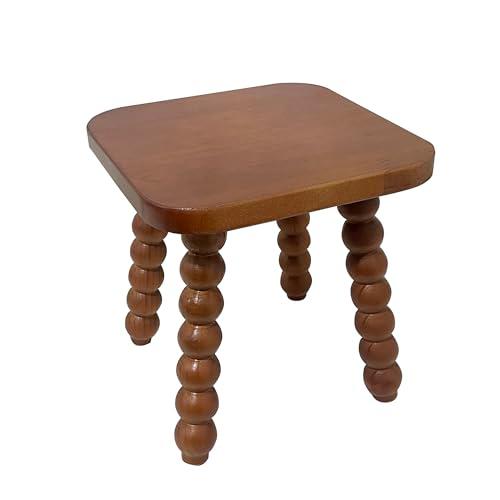 JUIOETUR Solid Wooden footstool9.3 Inch - Short Stool for Kids & Adults, Sensory Table Helper - Sturdy Foot Stool for Bathroom, Kitchen, Bedroom, Natural Plant Stand, Toddler Helper (Brown)