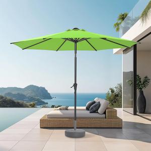 HOMSHADE 9ft Outdoor Patio Umbrella - Market Table Pool Deck Umbrella UPF50+ UV Protection with Push Button Tilt, Crank and 8 Sturdy Ribs (Apple Green, No base)