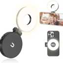KraftGeek Magnetic Selfie Light for iPhone Magsafe, Portable Phone Ring Light for Video Recording, Rechargeable Lightweight Travel LED Cell Phone Light, Black