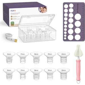 Nuliie 10PCS Silicone Flanges Insert Replacement Kit, Flange Sizing Kit 16/17/18/19/20mm for 24mm Flange/Shield Breast Pumps, Pumping Essential Kit for Moms