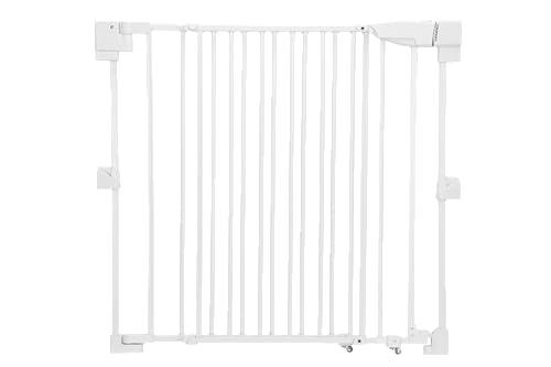 Miumoon 29-45" No Bottom Bar Baby Gate for Stairs, 2-in-1 Auto Close Dog Gate Indoor with Large Walk Thru Door, Hardware Mount Pet Gate for Top and Bottom Stairs, Child-Proof Safety Gate for Kids