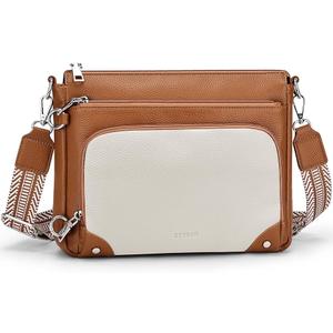 SYTRAH Anti-Theft Crossbody Purse for Women, Crossbody Shoulder Bag with Built-in Wallet & RFID Blocking for Travel Workout Beige Brown