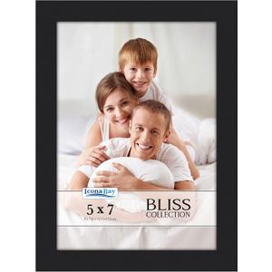 Icona Bay - 5x7 Black Picture Frame - Modern Style Engineered Wood Frame - Table Top or Wall Mount - Bliss Collection