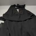 SweatyRocks Women's Deep V Neck Halter Mini Dress Bow Tie Backless Ruched A Line Short Dress L