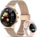 WalkerFit Smart Watch for Women iPhone & Android, 1.32" AMOLED Curved Screen Fitness Tracker with Bluetooth Call, Wireless Charging, IP68 Waterproof, Heart Rate/Sleep Monitor/123+ Modes Champagne Gold