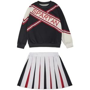 Spartan Cheerleader Costume Sweatshirt Skirt Pants Halloween Cheerleader Uniform Outfit for Mens and Womens,M
