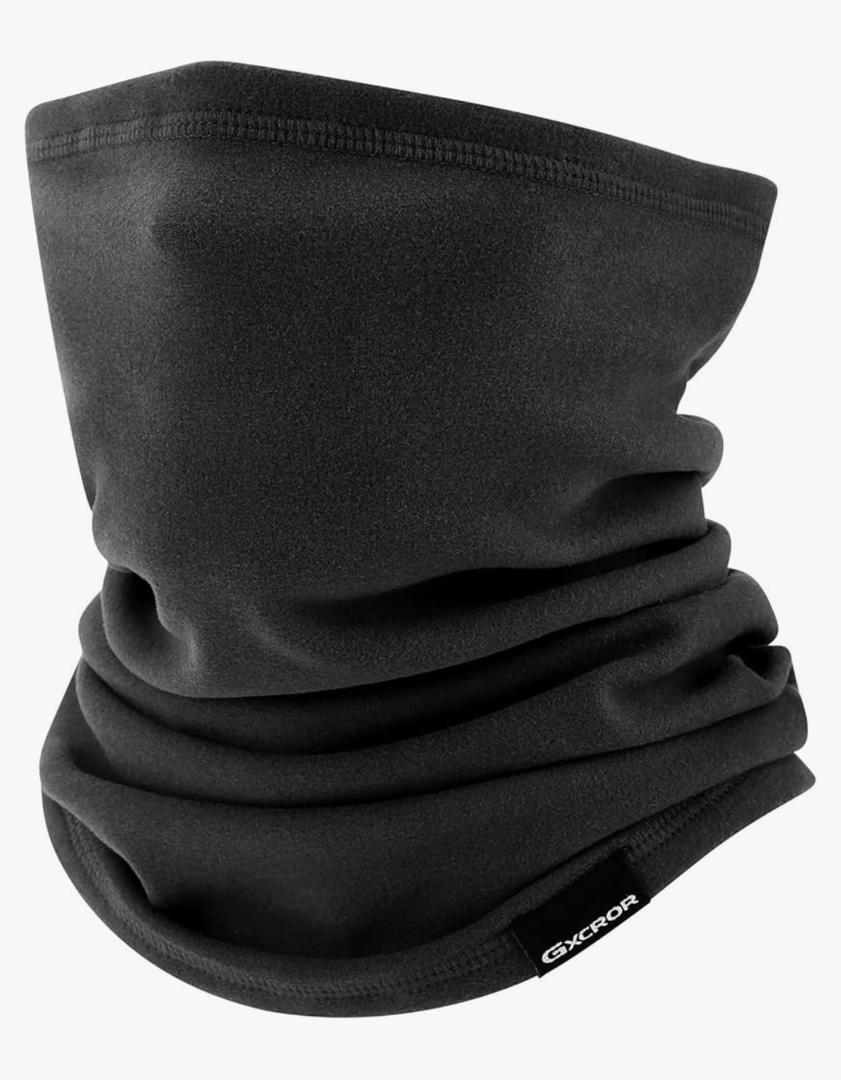 GXCROR Winter Neck Warmer, Reversible Fleece Gaiter Scarf, Windproof Face Mask for Men & Women (Black)