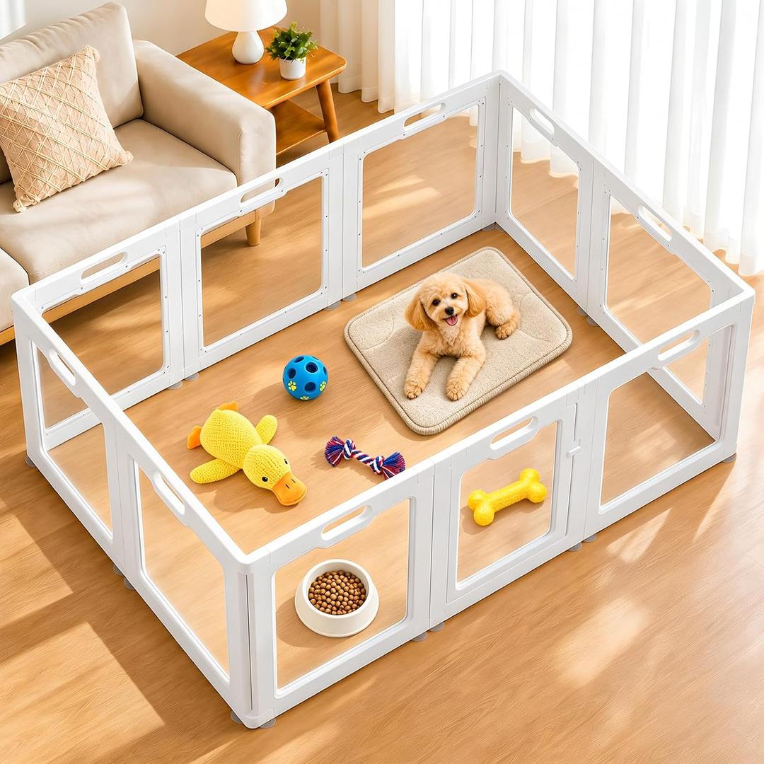 VISCOO Clear Acrylic Dog Playpen Indoor, 10 Panels 24" H, Puppy Playpen