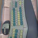 Wireless Ergonomic Keyboard and Mouse Combo with PU Wrist Rest, Carpal Tunnel Keyboard, 2.4G Colorful Split Ergo Keyboard, Comfortable Natural Typing, Compatible with PC/Laptop (Blue)