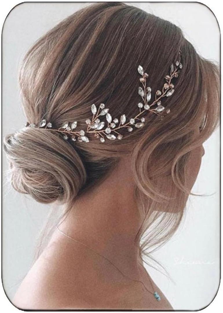 JAKAWIN Bride Rhinestone Wedding Hair Piece Silver Crystal Bridal Updo Hair Vine Accessories for Women HV113