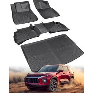 CARxion for Chevy Trailblazer Floor Mats & Cargo Liner 2021-2025 (AWD Only), Custom Fit All-Weather TPE Rubber Carpet 4PC Full Set, Heavy Duty Anti-Slip Protection for 2025 2024 2023 2022 2021 SUVs