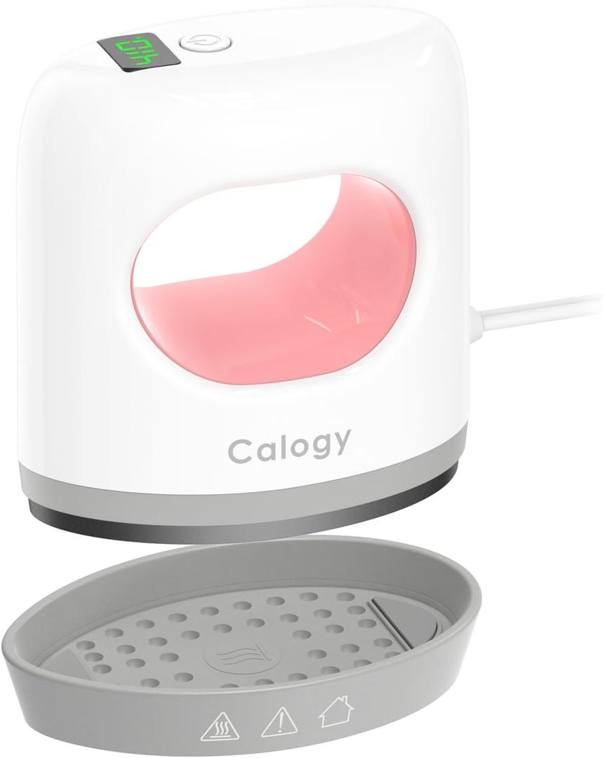 Calogy Super Mini Heat Press Machine, Fast Up to Max 410 in 3Mins & 4 Heating Setting with LED Display, Mini Iron for Crafting with Precision Tip, Easy for Small Objects Like Shoes, Hats (White Pink)