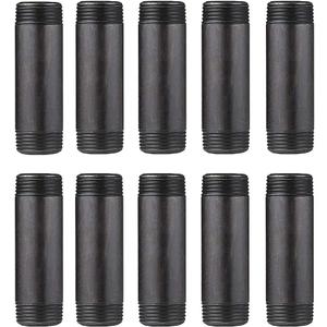 10 Pack 1 Inches x 4 Inches Black Malleable Steel Nipples Fitting, DIY Steampunk Industrial Vintage Style.