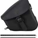 Motorcycle Saddle Bags Synthetic Leather Motorcycle Solo Swing Arm Bag For Softails Sportsters Choppers Waterproof Side Bags (Right Side, Black-Single Buckle, 11.5" x 10.25" x 3.9")