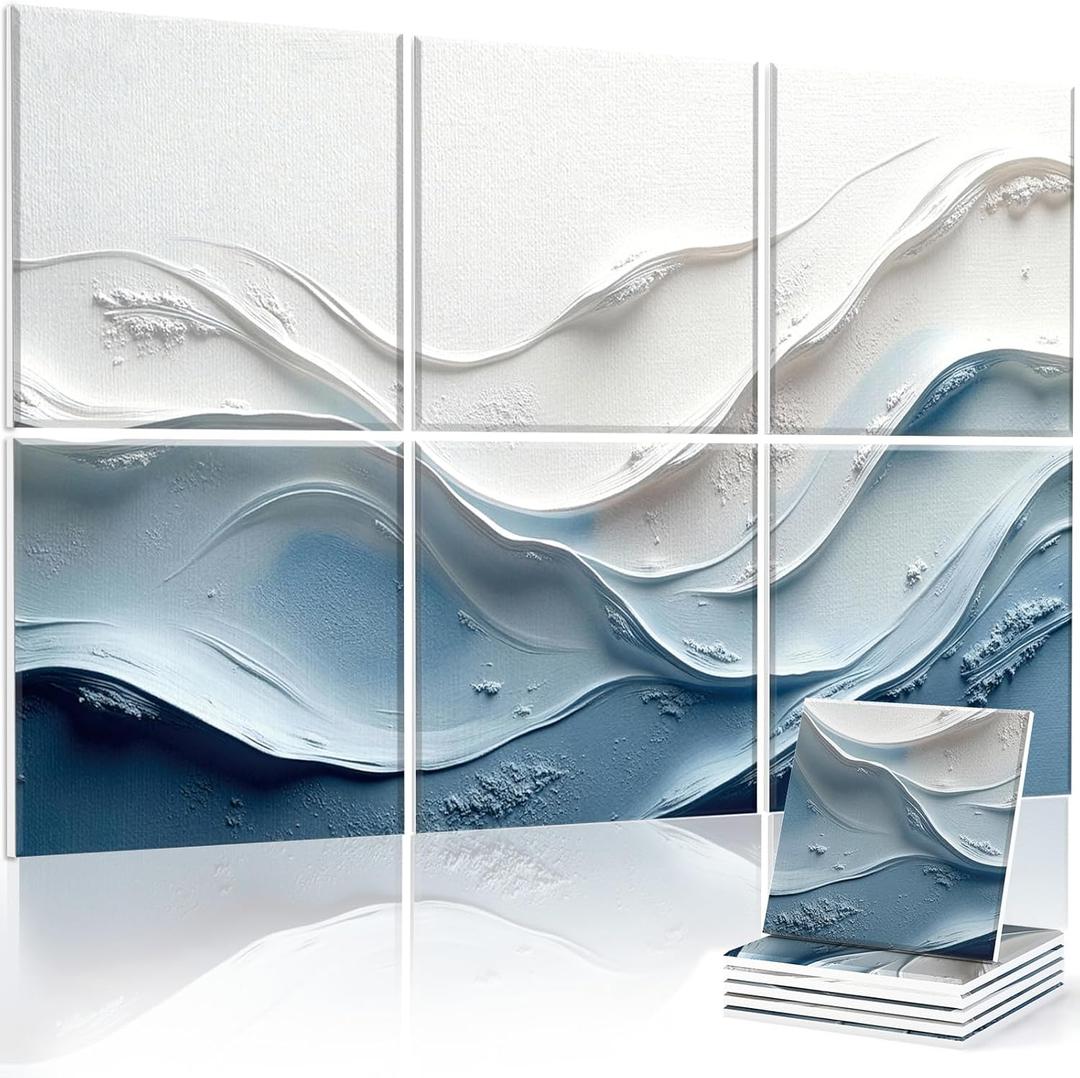 JBER Acoustical Wall Panels, 72×48 Inches Art Acoustic Panels, Decorative Acoustic Panels, Sound Absorbing Wall Art, Acoustic Wall Panels for Studio,Home & Living Room(Cerulean Undulations)
