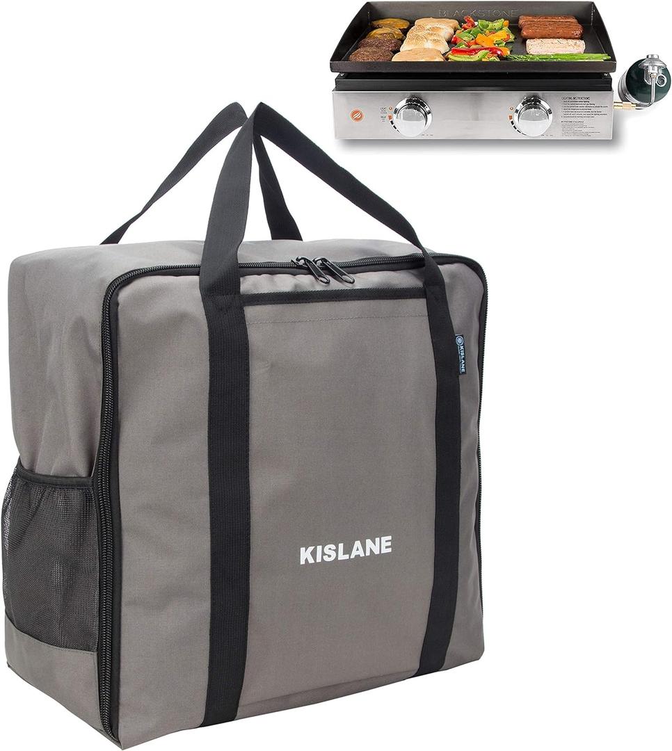 KISLANE Griddle Carrying Bag Fits for Blackstone 17 Tabletop Griddle, Griddle Accessories Storage for Outdoor BBQ, Gatherings, Camping (Grey)