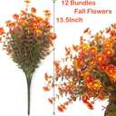 12 Bundles Artificial Fall Flowers for Outdoors Fake Plants - Faux Outside Greenery Boxwood No Fade Plastic Shrubs Decor Farmhouse Home Garden Thanksgiving (Fall Red)