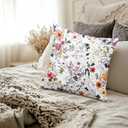 2 x Colorful Floral Botanical Pillow Covers 18x18, Flower Floral Room Decor, Rustic Cottagecore Wildflower Plants Decorative Throw Pillow Covers for Bedroom Living Room Home Office (Colour 05)