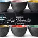 MIAMIO 25 Oz, Bowls Set of 6, Ceramic Bowl, Salad bowls, Soup Bowl, Cereal Bowl, Kitchen Bowls, Rice Bowls Microwave and Dishwasher safe Las Palmitas Collection