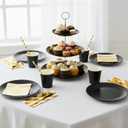 TP 8" Reusable Melamine Paper Plates, Round Plates for Party Picnic Outdoors, Set of 8, Black