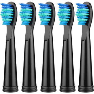 Toothbrush Heads for FairyWill, Electric Toothbrush Replacement Heads for FairyWill FW507/508/551/515/917/ 959/2011,FW-D1/D3/D7/D8 (5pc Black)