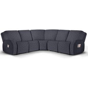 Ruaozz Sectional Sofa Covers Oversized L Shape 5 Seat Recliner Couch Covers - Washable Soft Extra Large Sectional Covers with Pockets (Dark Gray)